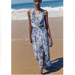 Zara floral cutout dress